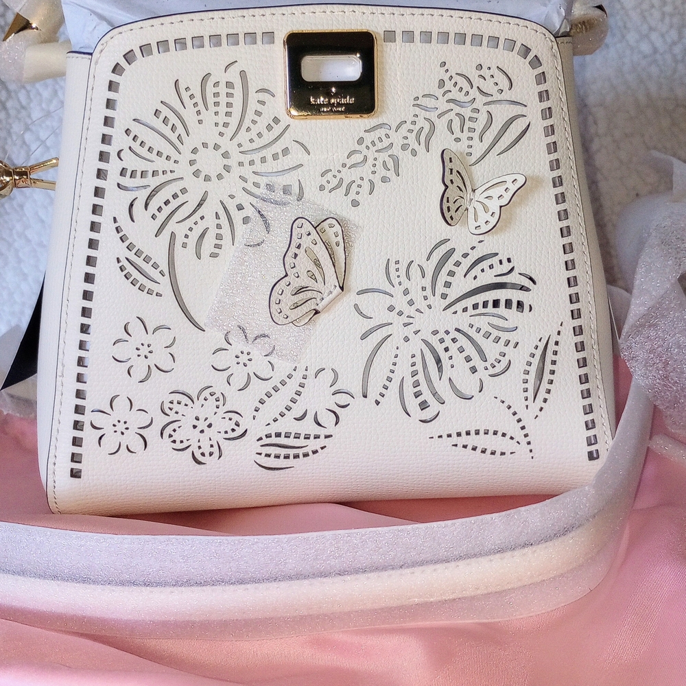 Kate Spade Floral Cutout Bag W/3-D Butterfly Effect;W/DUST BAG, NWT; STUNNING! - Picture 2 of 10